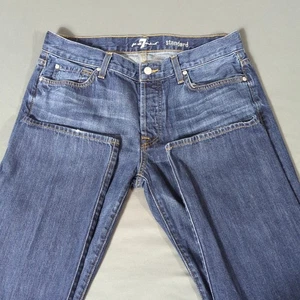 7 For All Mankind Jeans Mens 34x33 Standard Straight Leg Blue Faded Denim - Picture 1 of 8