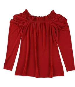 Michael Kors Womens Ruched Off the Shoulder Blouse, red, XS - Picture 1 of 2