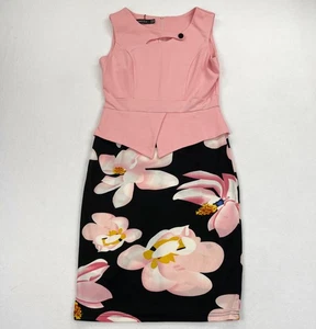 Homeyee Floral Sheath Dress Women’s 6 Sleeveless Fitted Waist Midi Bodycon NWT - Foto 1 di 13