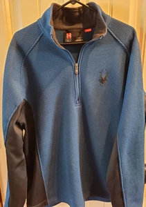 Core Spyder Outbound 1/2 Zip Pullover Men Size XL Rib Knit Fleece Sweater Blue - Picture 1 of 6
