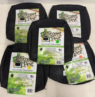 5 Pack - Smart Pots (Fabric Planter) w/Cut Handles - 3 Gallon - Black - Image 1 of 2