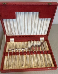 Vintage Smith Seymour Cutlery Rose Garden Set 12P Sheffield Silverplate Flatware - Picture 1 of 13