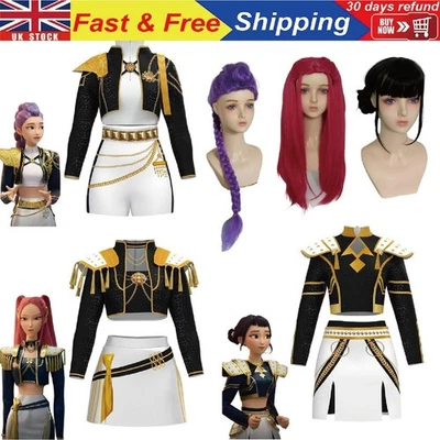 Kids/Girls KPop Demon Hunters Costume Rumi Zoey Cosplay Fancy Dress Wigs Outfits