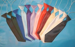 Boys Classic Satin Elastic Neck Tie for Wedding Prom Children School Kids Tie - Picture 1 of 1