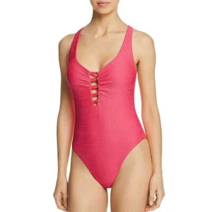 $158 NWT Nanette Lepore Watermelon Raffia Mermaid One Piece Swimsuit 8 yap1021 - Picture 1 of 2