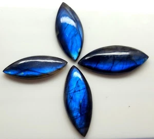 79.0 Ct 100% Natural Blue Flashy Labradorite Marquise Cabochon Gemstone Lot SQ19 - Picture 1 of 4