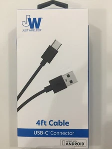 Just Wireless 4 Feet Charge Sync USB-C Charging Cable - Black NEW - Picture 1 of 2