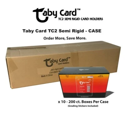 2000 Ct. Case Taby Card™ TC2 Semi Rigid Card Holders w 2000 Grading Stickers