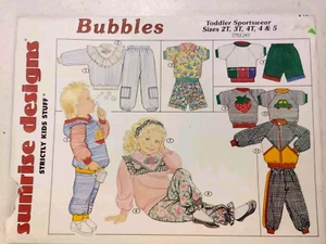 Pants Coat Shorts Childs 2T 3T 4T 5 Sunrise Designs 243 Sewing Pattern Bubbles - Picture 1 of 11