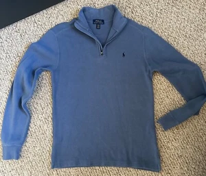 polo ralph lauren boys 1/4 zip pullover long sleeve light blue - Picture 1 of 7