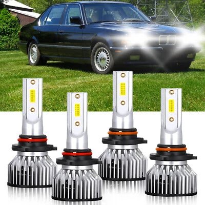9005+9006 LED Headlight Bulb Combo High Low Beam 100W For BMW 735iL 1988-1992 - Image 1 of 4