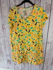 Secret Treasures Pajama Top S/M Short Sleeve Comfort Stretch Tropical Print  - Picture 1 of 7