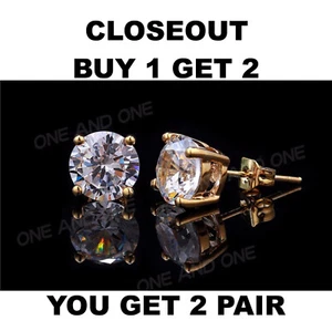 1 kt Diamant Ohrstecker Rundschliff Solitär Ohrringe 14 Karat Gelbgold über - Bild 1 von 2