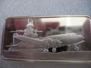 1-OZ.925 SILBER LUFT & SPACE BAR, 2285 GEPRÄGT (DOUGLAS DC-4) NUR 2 FLIEGEN + GOLD - Bild 1 von 10