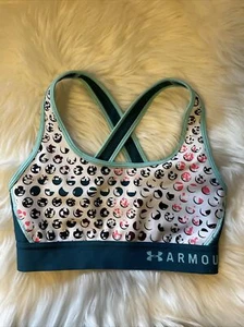 Under Armour Criss Cross Sports Bra Women Polka Dots Print Green  Small - Picture 1 of 4