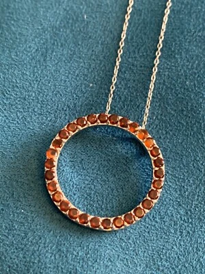 Circle Necklace w/ mocha zircon on Sterling Silver 19” Chain #417 - Image 1 of 4