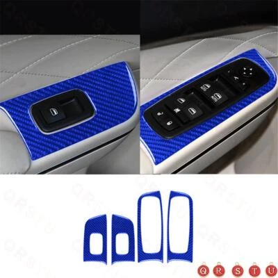 Window Lift Button Frame Trim Cover Carbon Fiber For Chrysler 300 2015-2017 Blue - Imagem 1 de 4