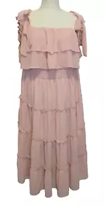SHEIN CURVE PINK Off Shoulder Ruffled Tiered Frilly Peasant Dress Sz 4XL - Picture 1 of 10