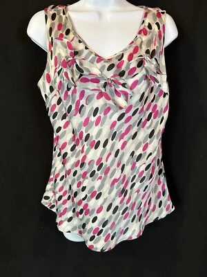 Camiseta sin mangas mediana Larry Levine Signature fucsia negra gris blanca lunares Foto 1 de 4