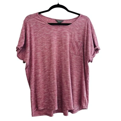 Top de mujer Natural Reflections 3X camiseta de gran tamaño de algodón rosa bolsillo con cuello redondo Foto 1 de 4