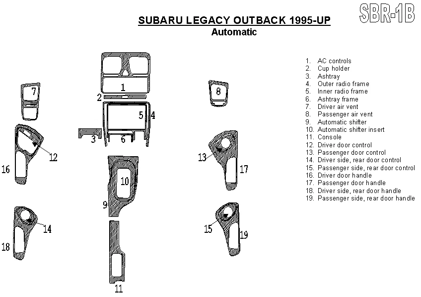 FOR Subaru LEGACY OUTBACK 1995-1999 INTERIOR ABS SET Cover Wood Dash Trim KIT - Image 1 of 1