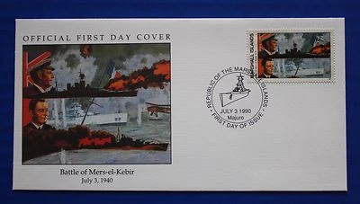 Marshall Islands (255) 1990 WWII: Battle of Mers-el-Kebir Official FDC - Image 1 of 2