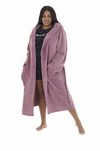 New Brave Soul Womens Micro Fleece Hooded Maxi Shimmer Fleece Dressing Gown Robe