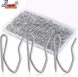 Metal Curtain Hooks, 200Pcs Drapery Pins Stainless Steel Pin-On Hooks for Window - Picture 1 of 12