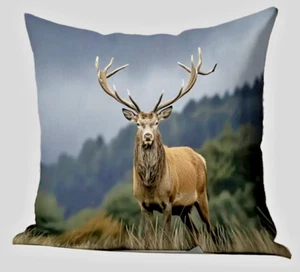Kissenhülle 45x45 Kissenbezug Kissen Dekokissen WEICH Landhaus Hirsch Polyester - Bild 1 von 3