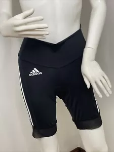 Adidas Women’sPadded Cycling Bib Shorts Small Primeblue Black/white Stripes Logo - Picture 1 of 12