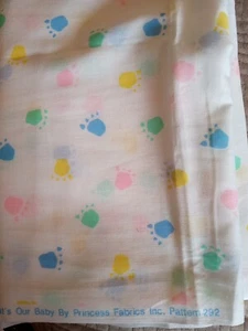 Over A Yard White With Baby Pastel Prints That's Our Baby By Princess Fabrics - Picture 1 of 4