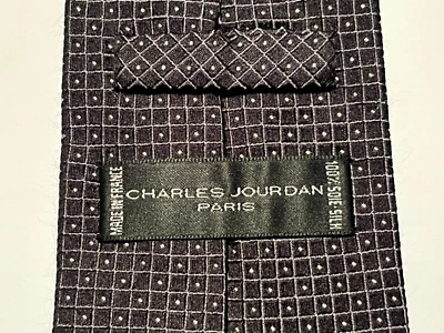 Corbata de seda Charles Jourdan estampada negra y plateada Foto 1 de 3