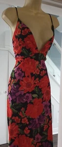 Floral Strappy Bodice Dipped Hem Fishtail Scuba Maxi Dress Prom Dress Size 18 - Picture 1 of 11