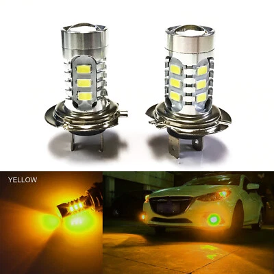 2x H7 Mini LED Bulb 15W SMD5730 Bright Plug-N-Play Fog Light + Projector, Amber - Image 1 of 4