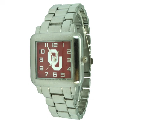 Oklahoma Sonners Men's Square Bracelet Watch, Metal, With Free Battery, NCAA Cover