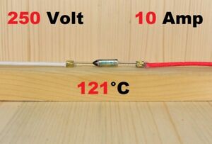 Fusibile termico assiale 121°C 250V 10A termofusibile lineare CABLATO 