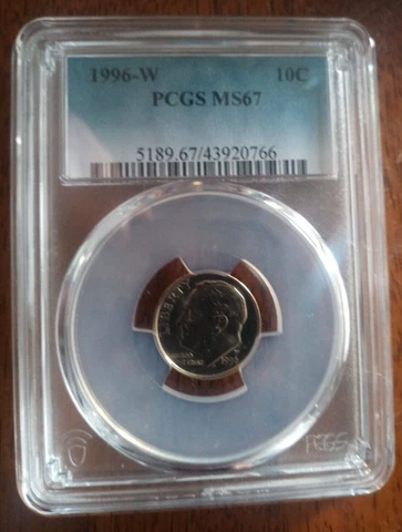1996 - W 10 cent PCGSMS67 Cover