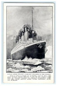 1921 Ozeandampfer Titanic Schiff größter Dampfer der Welt Gedenkpostkarte - Bild 1 von 2
