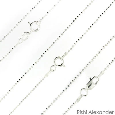 Collana catena argento sterling 925 sfere perline taglio diamante .925 Italia tutte le misure - Immagine 1 di 4