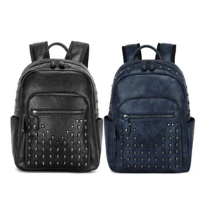 🔥Skull Studded Backpack Fashion PU Leather Urban Chic Rock Style City Rucksack - Picture 1 of 25