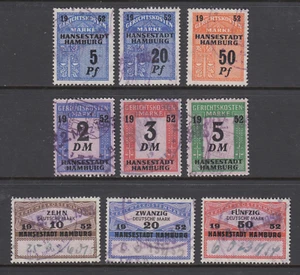 Germany, Hamburg, 1952 Court Fee revenues, 9 different, used, sound, F-VF. - Picture 1 of 1