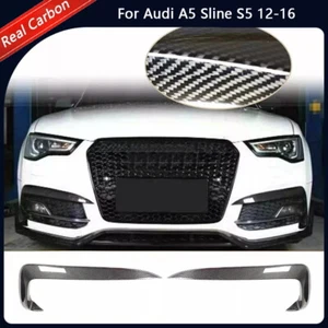 For Audi A5 Sline S5 12-16 Front Light Bumper Canards Splitter Fins REAL Carbon - Bild 1 von 13