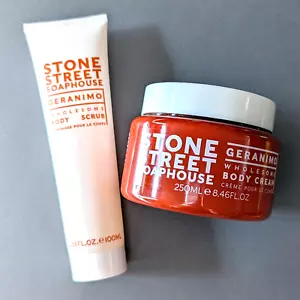 Stone Street Soaphouse Geranimo - Body Scrub + Body Cream - Full Size Set - Picture 1 of 6