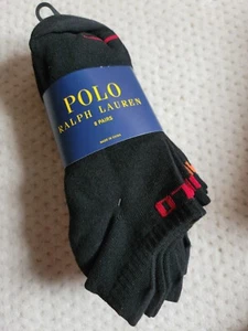 NWT POLO Ralph Lauren MEN’S 8 Pair LOGO Stretch No Show Socks Black - Picture 1 of 3