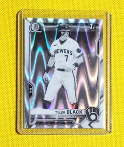 Tyler Black 2021 Bowman Draft Chrome Black & White Ray Wave Refractor 1st BDC200