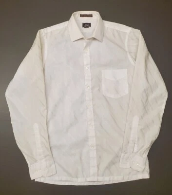 Top vintage John Henry para hombre talla 14,5 blanco marfil tejido texturizado ajustado con botones Foto 1 de 4
