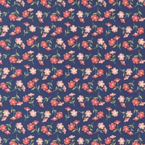 Sunwashed Cotton Fabric 1 Yd Corey Yoder Dark Blue Pink Flowers - Picture 1 of 1