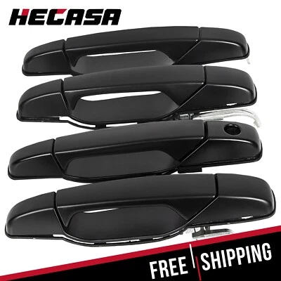 Set of 4 Door Handles Front & Rear For Chevy GMC Tahoe Yukon Sierra 07-14 Black - Image 1 of 4