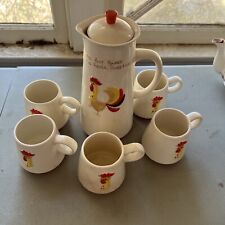 Vintage  1960 Holt Howard  Rooster  COQ Rouge Pitcher with Lid  & 5 Cups