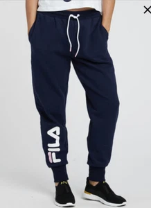 Soulcycle Fila Allison Fleece Joggers Pants Sweats Blue Jogger Sz L - Picture 1 of 7